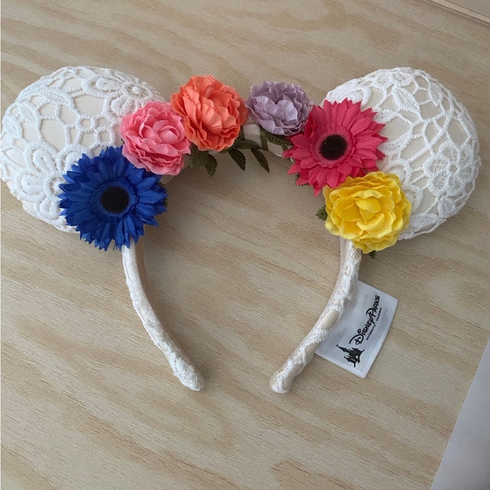 Disney parks crochet and flower ear headband